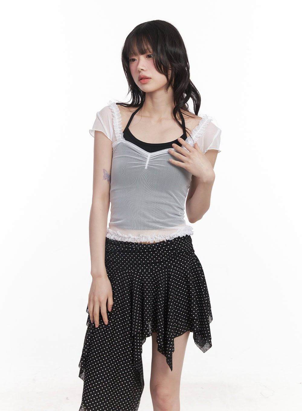 Puff Sleeve Sheer Top CY520