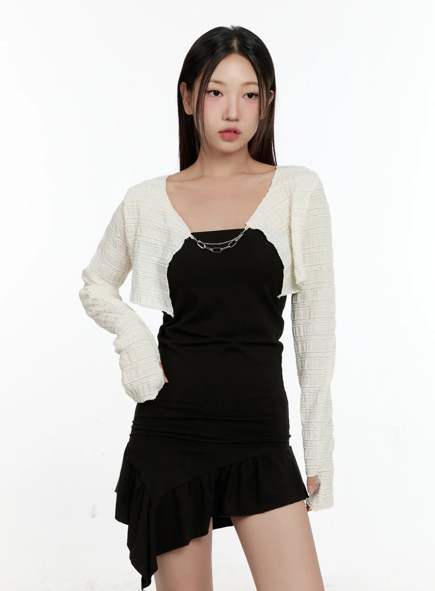 Cropped Chain Knit Cardigan CL531