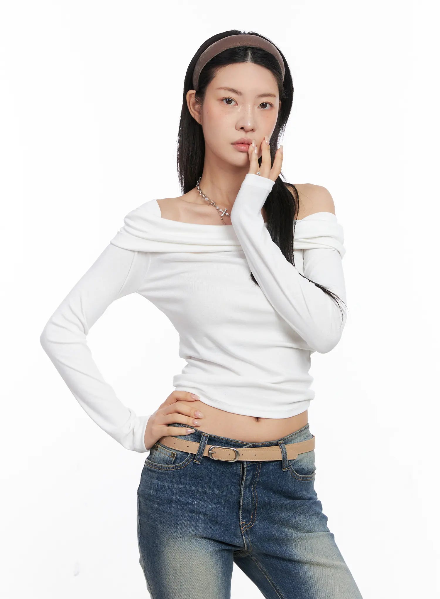 Off-Shoulder Crop Long Sleeve CC1809