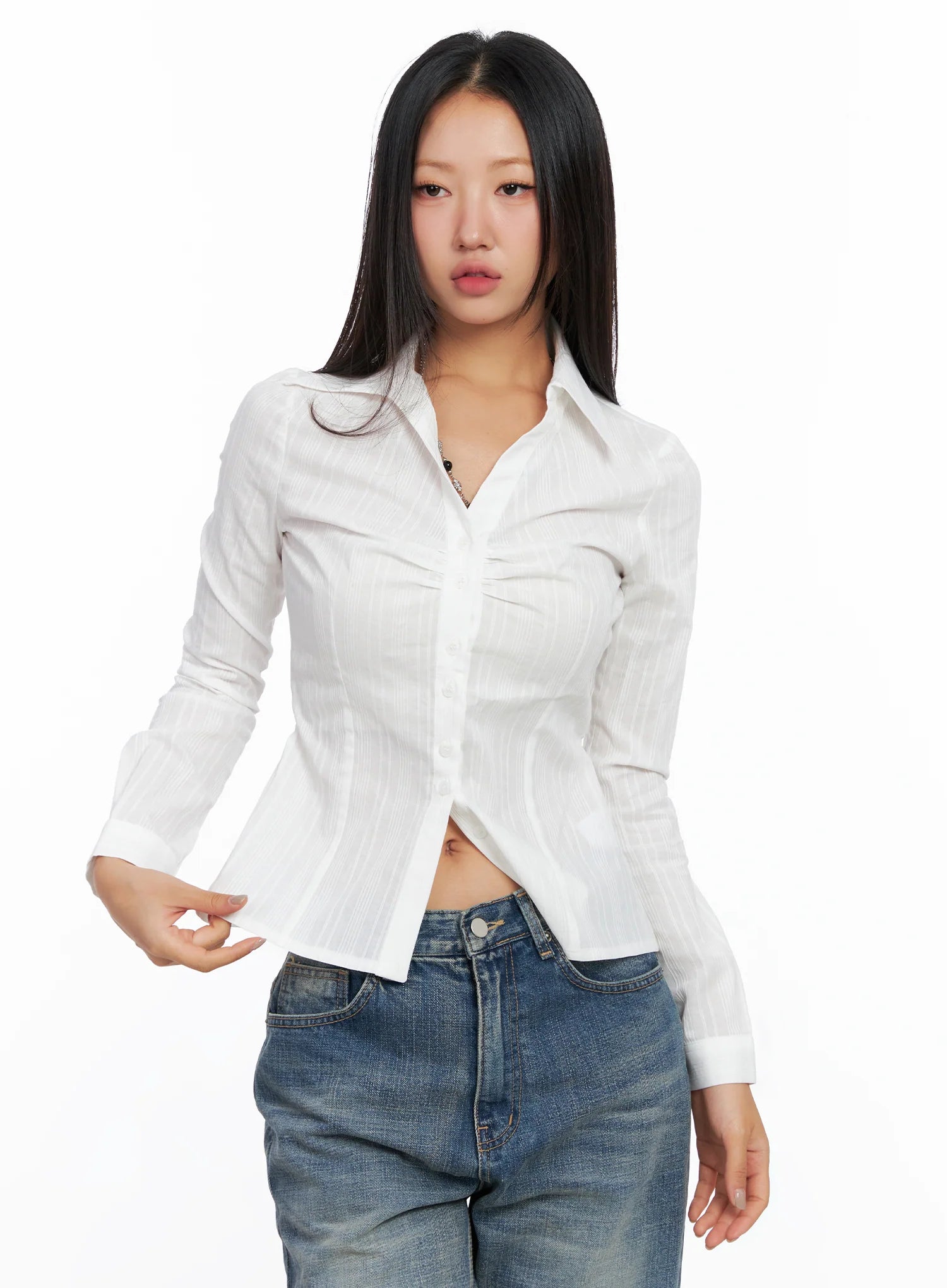 Shirred Long Sleeve Shirt CO514