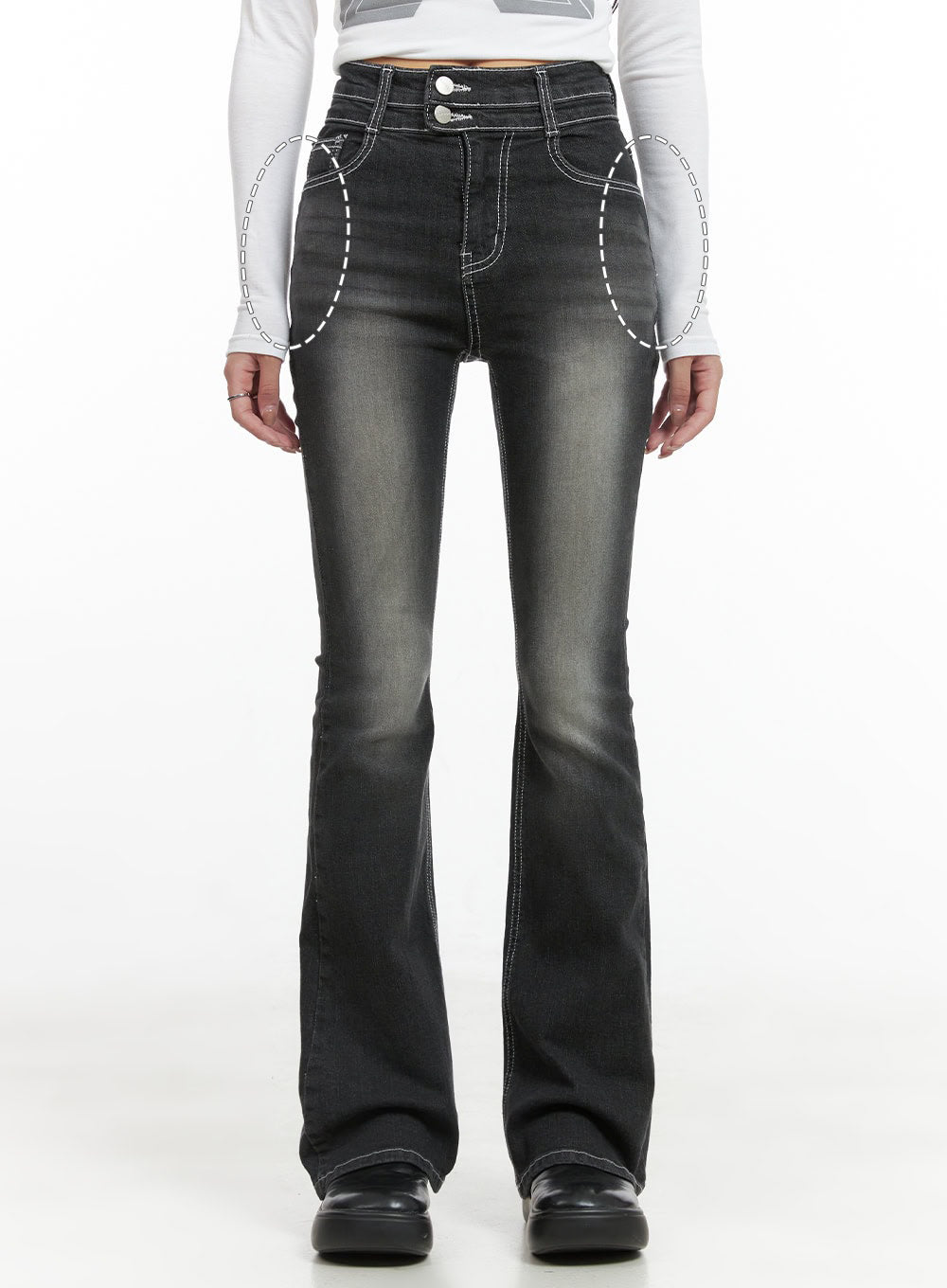 Gigi Two-Button Slim Bootcut Jeans CG421
