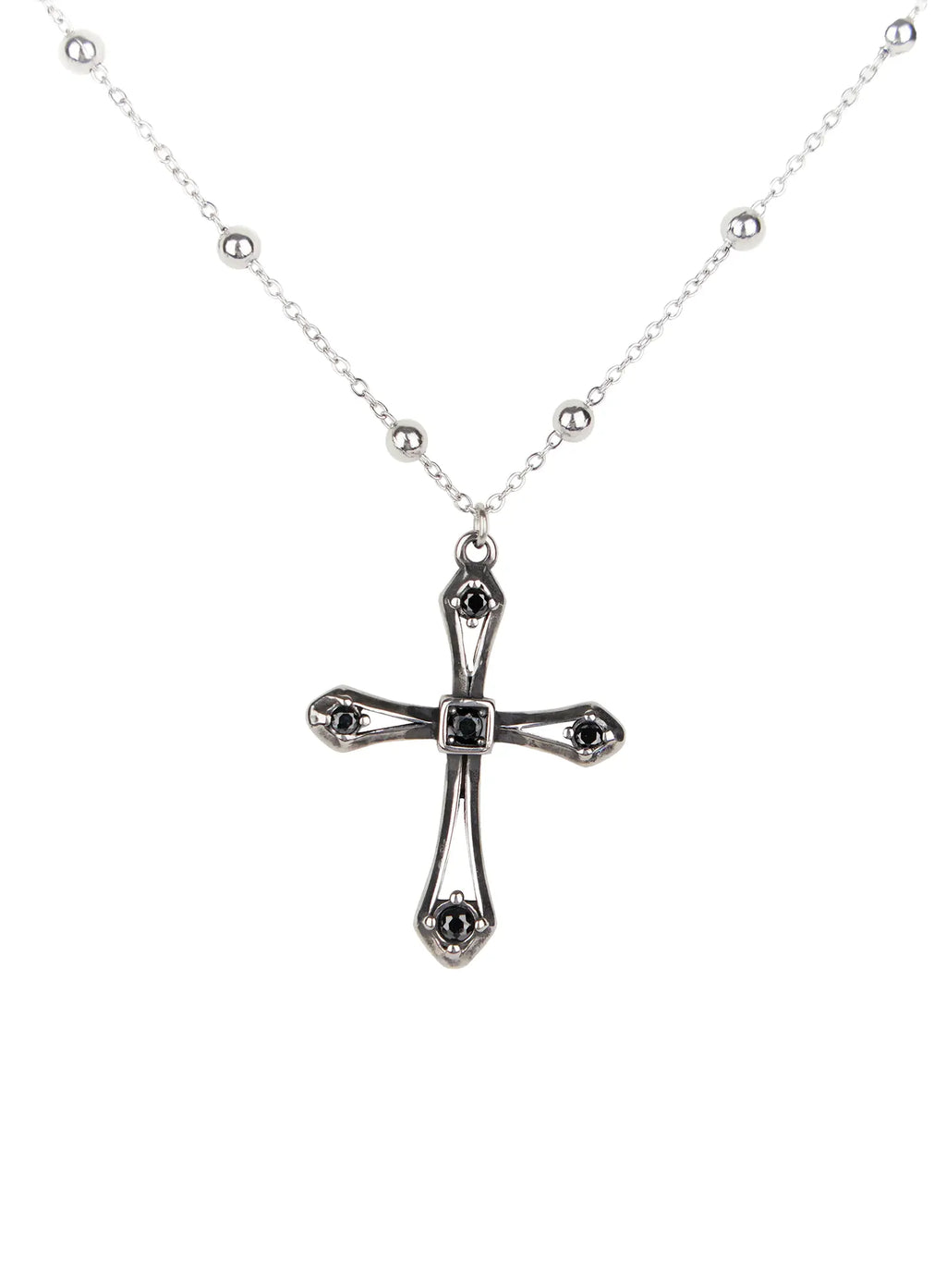 Black Cross Bead Necklace CO503