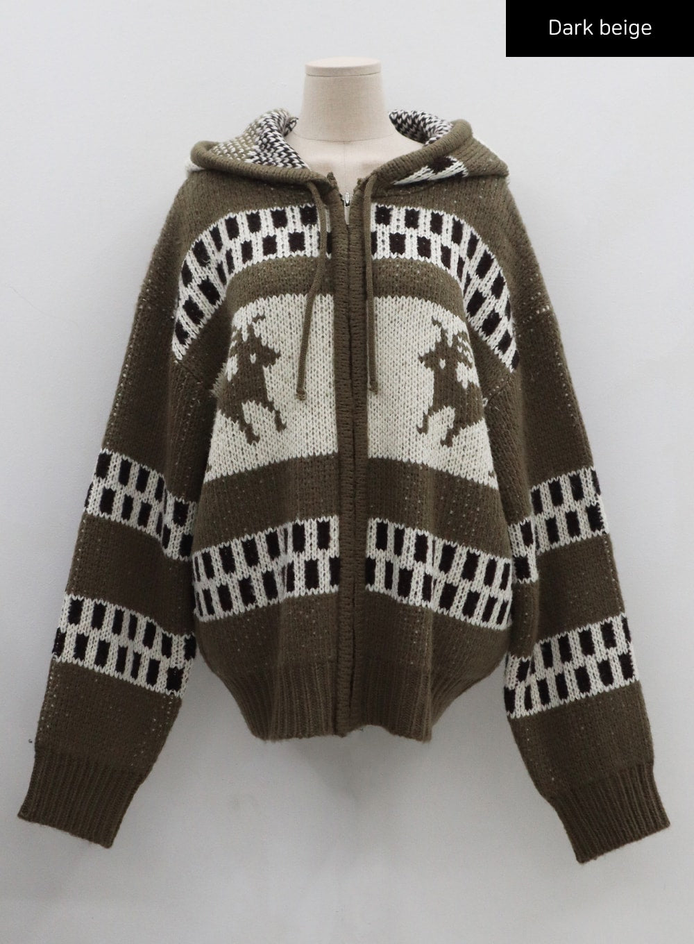 Oversize Hooded Zipper Knit CN03