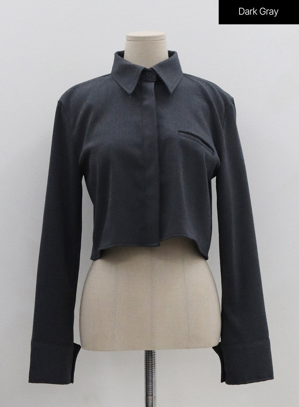 Hidden Button Crop Shirt ON11