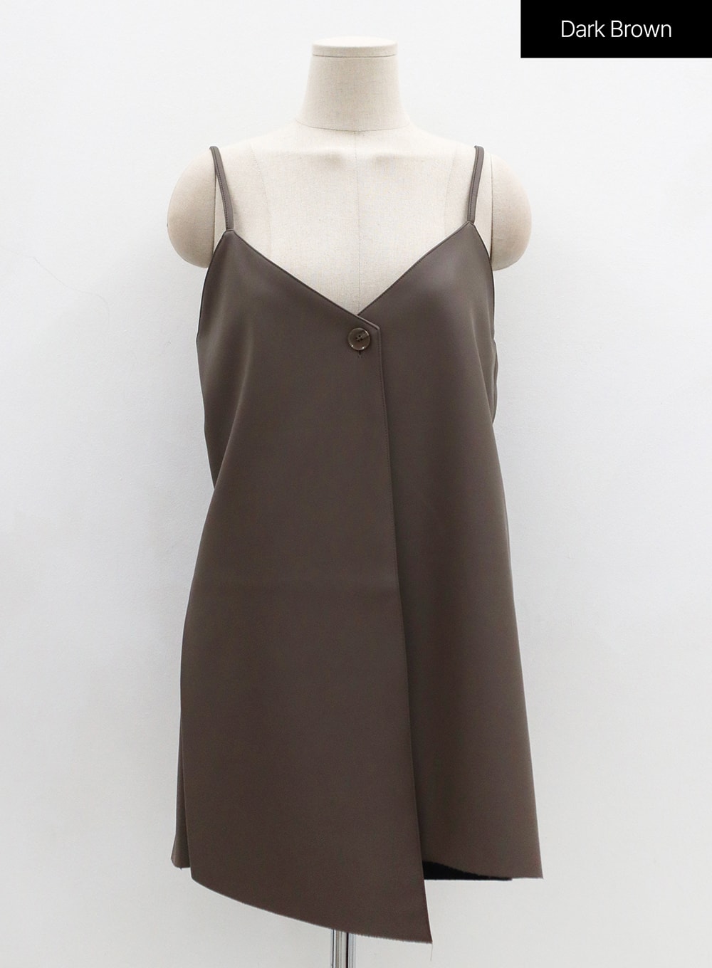 One Button Faux Leather Mini Dress OS29