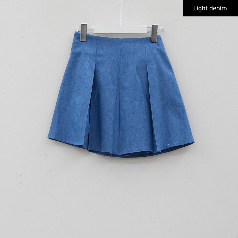 Pleated Denim Mini Skirt CJ08