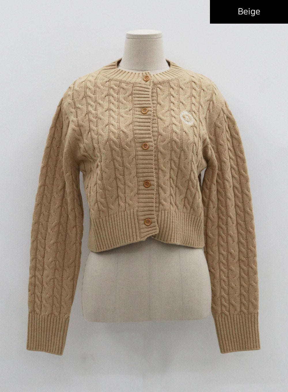 Button Embroidery Crop Knit Cardigan CO06