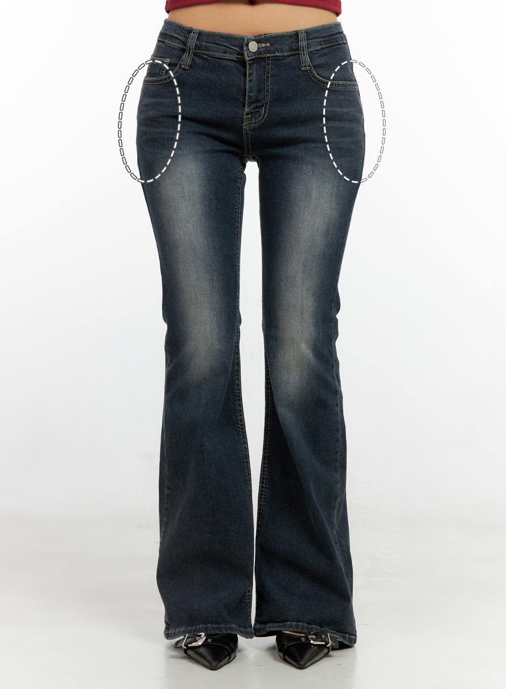 Ingrid Low-Rise Washed Flared Denim Jeans CN404