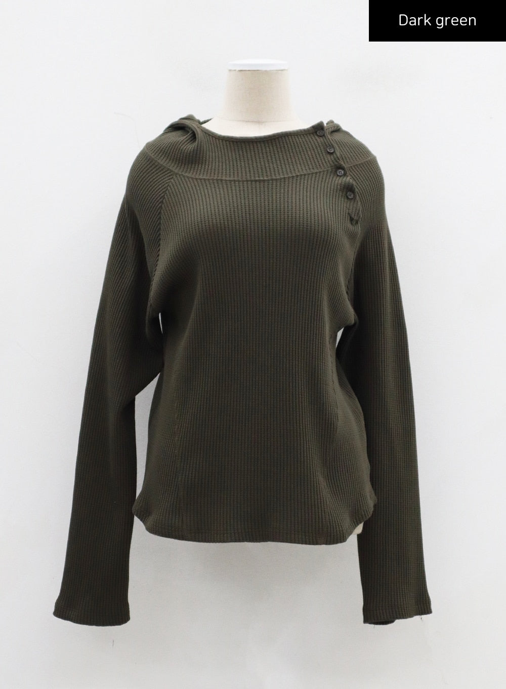 Side Button Detail Knit Hoodie CJ318