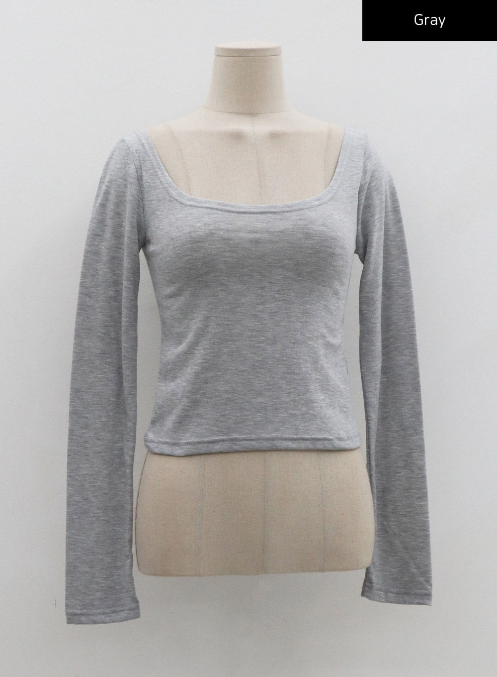 Wide U-Neck Semi Crop T-Shirt CN09
