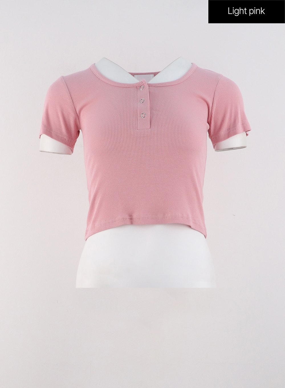 Buttoned U-Neck Crop Tee OG318