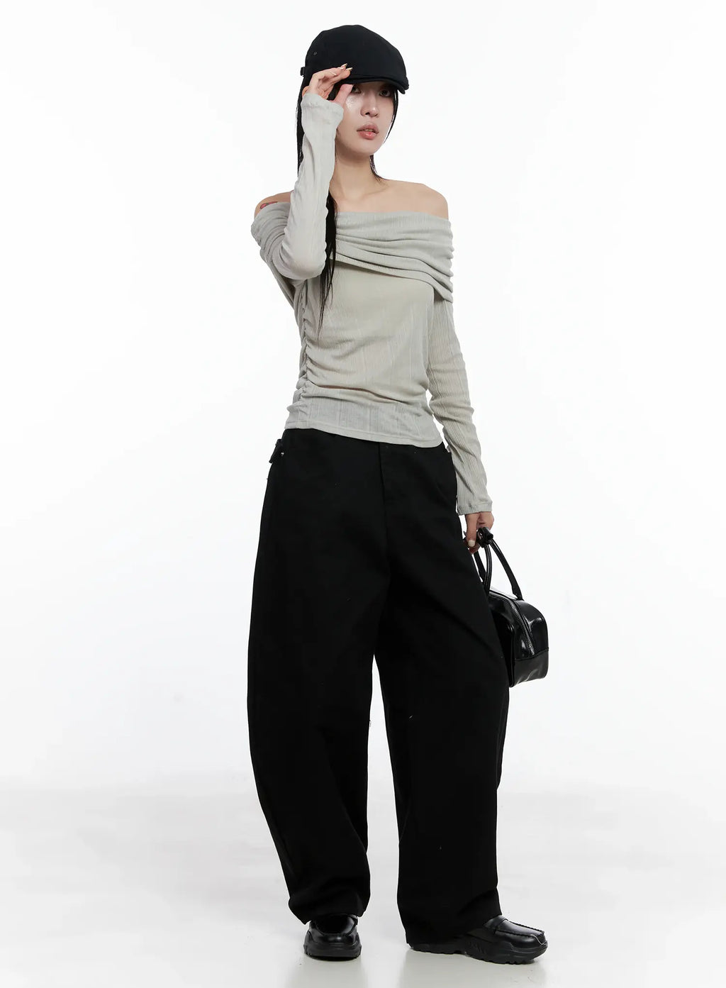 Off-Shoulder Ruched Long Sleeve Top CS510