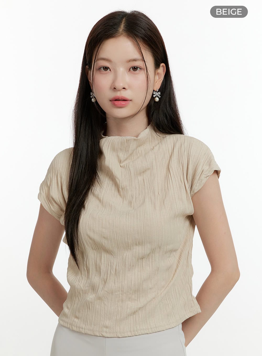 Mock Neck Textured Top OL423