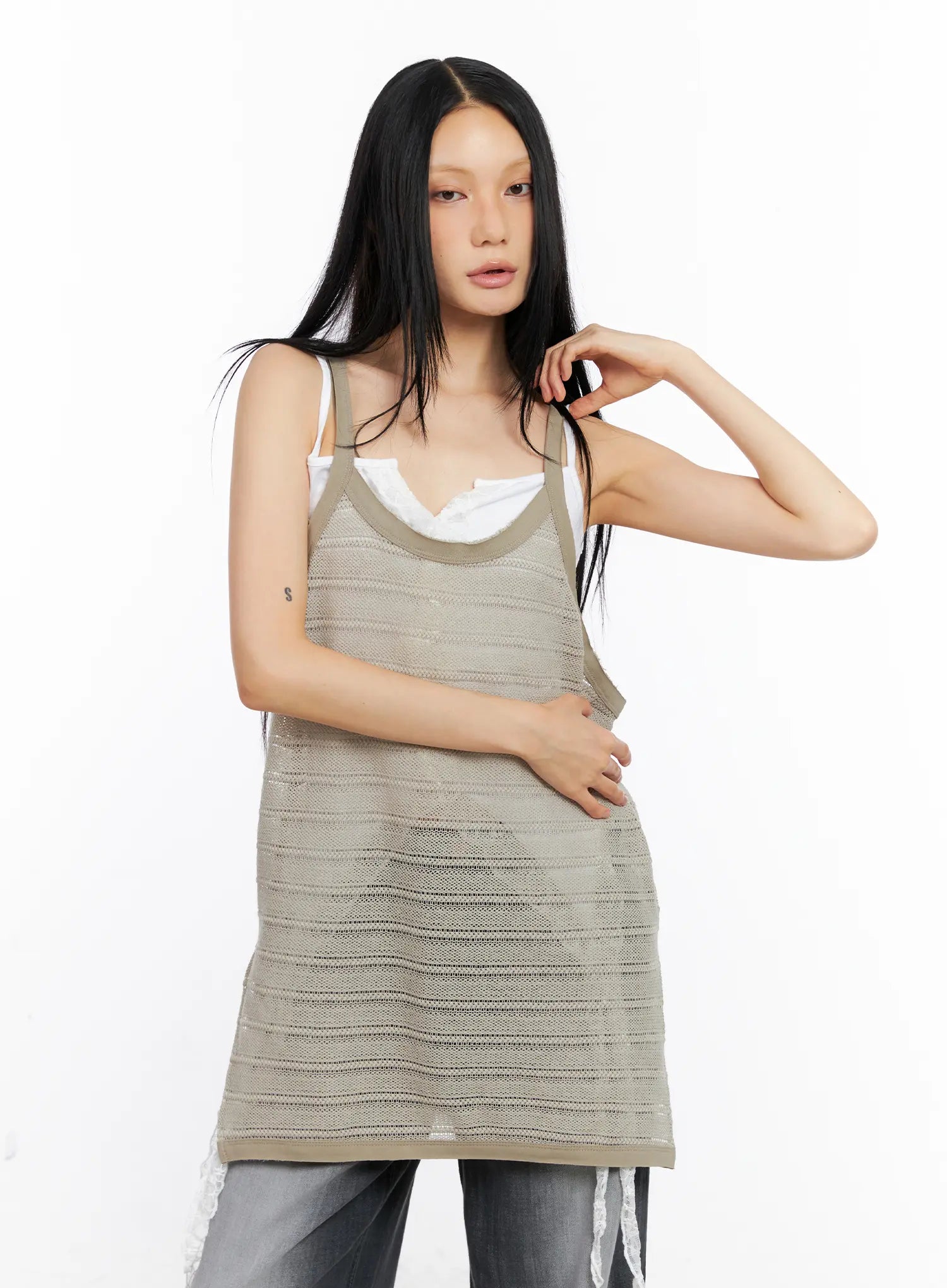 Striped Sheer Layered Tank CL529