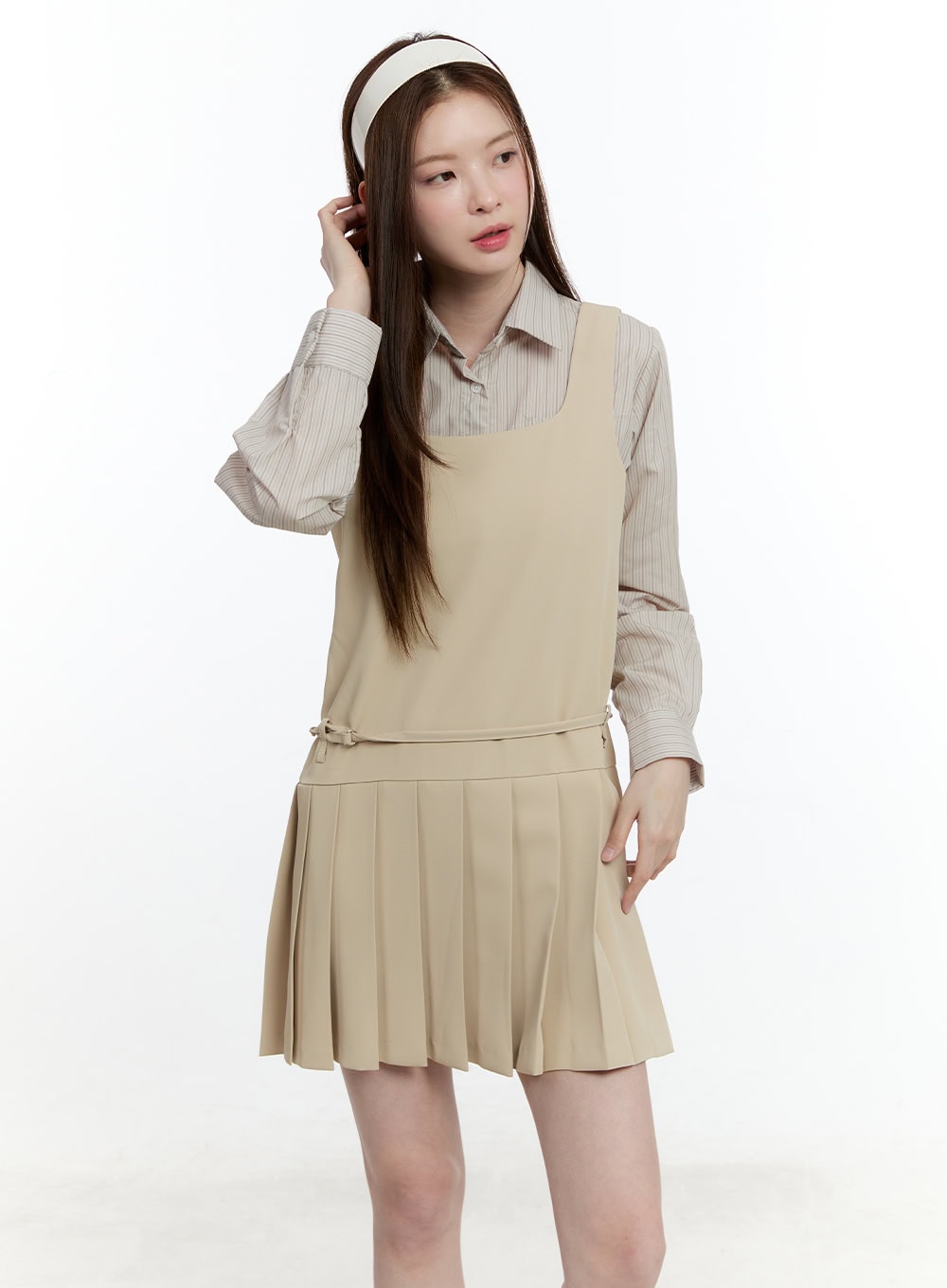 Square Neck Pleated Mini Dress CM521