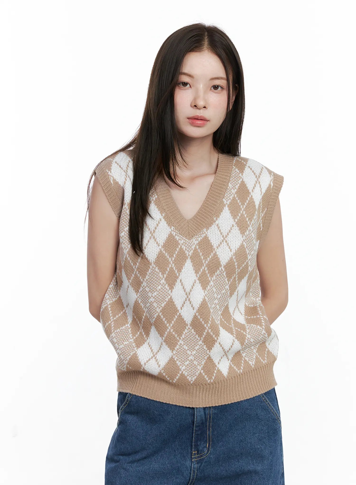 Argyle Pattern V-Neck Vest CO506