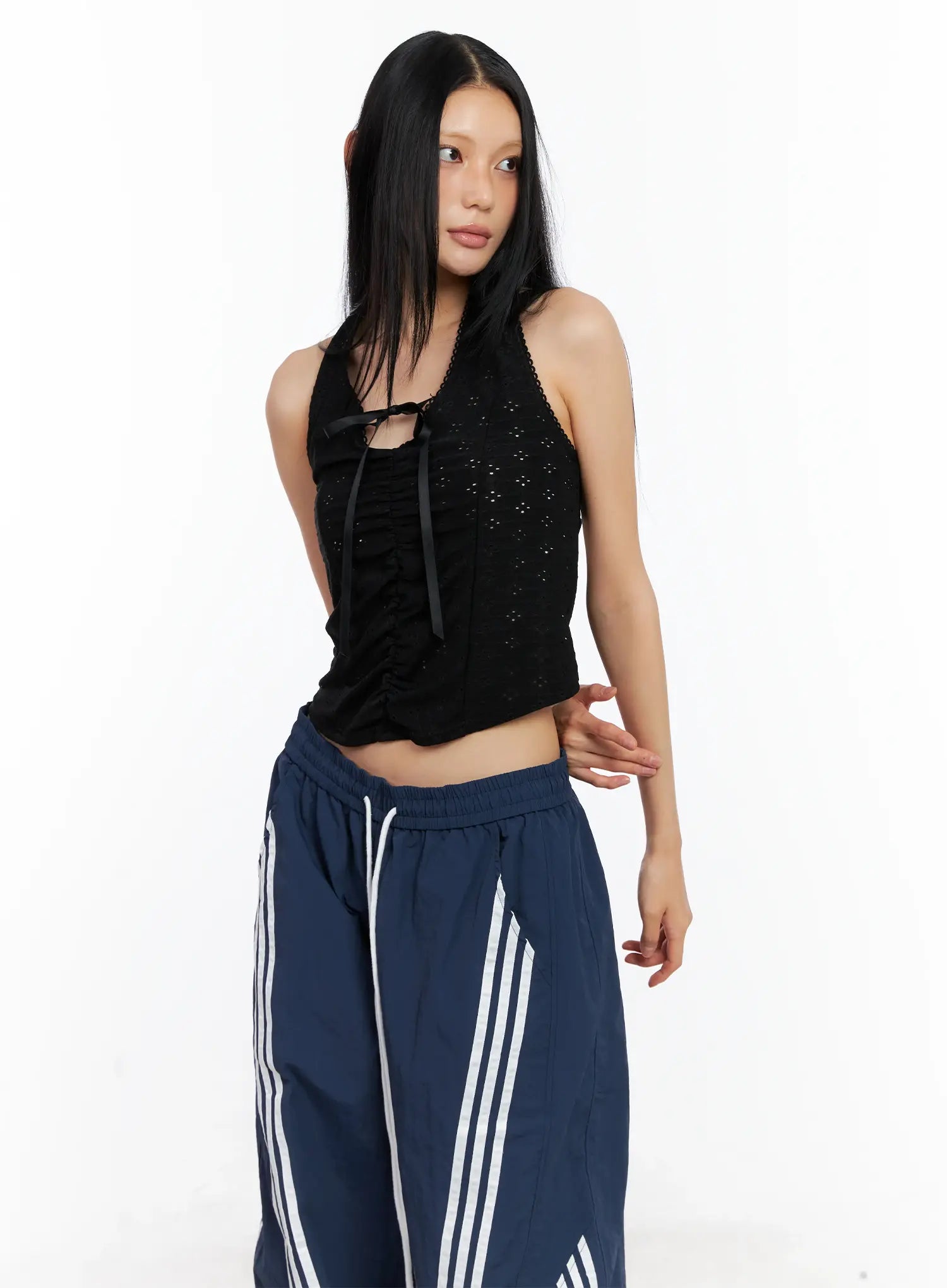 Lace Ribbon Halter Top CL529