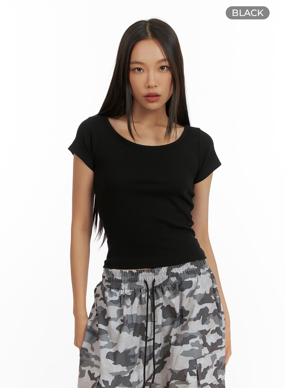 Slim Basic U-Neck Crop Top CU414