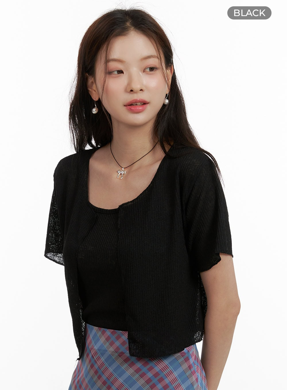 Solid Summer Top and Cardigan OU413