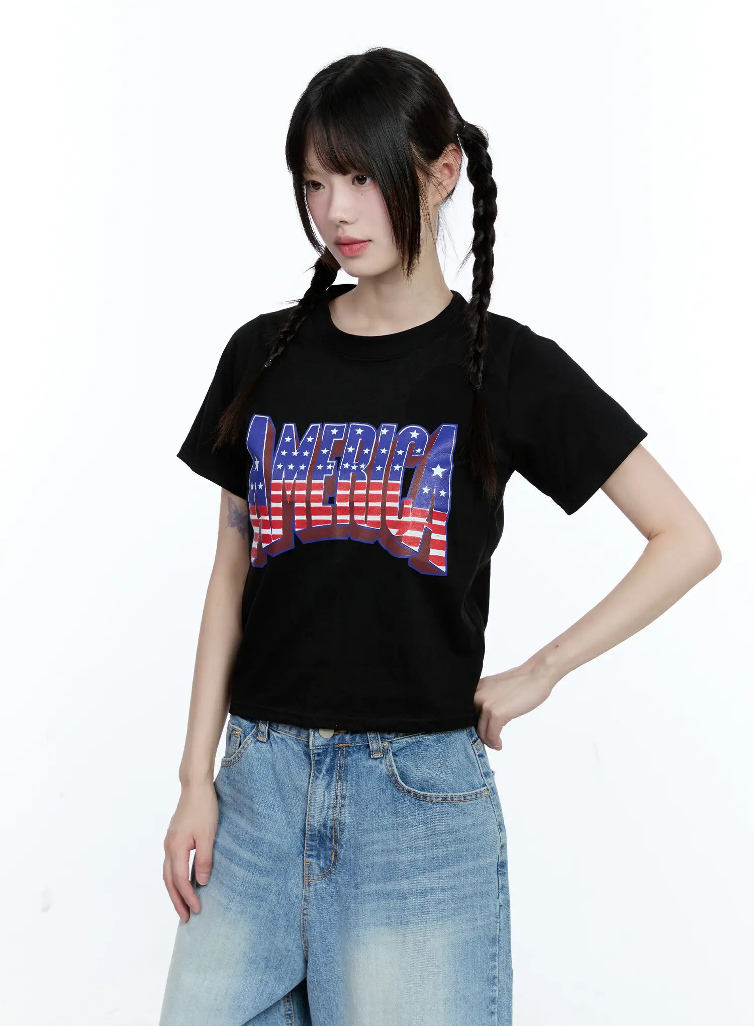 Patriotic Graphic Cropped Top CG507