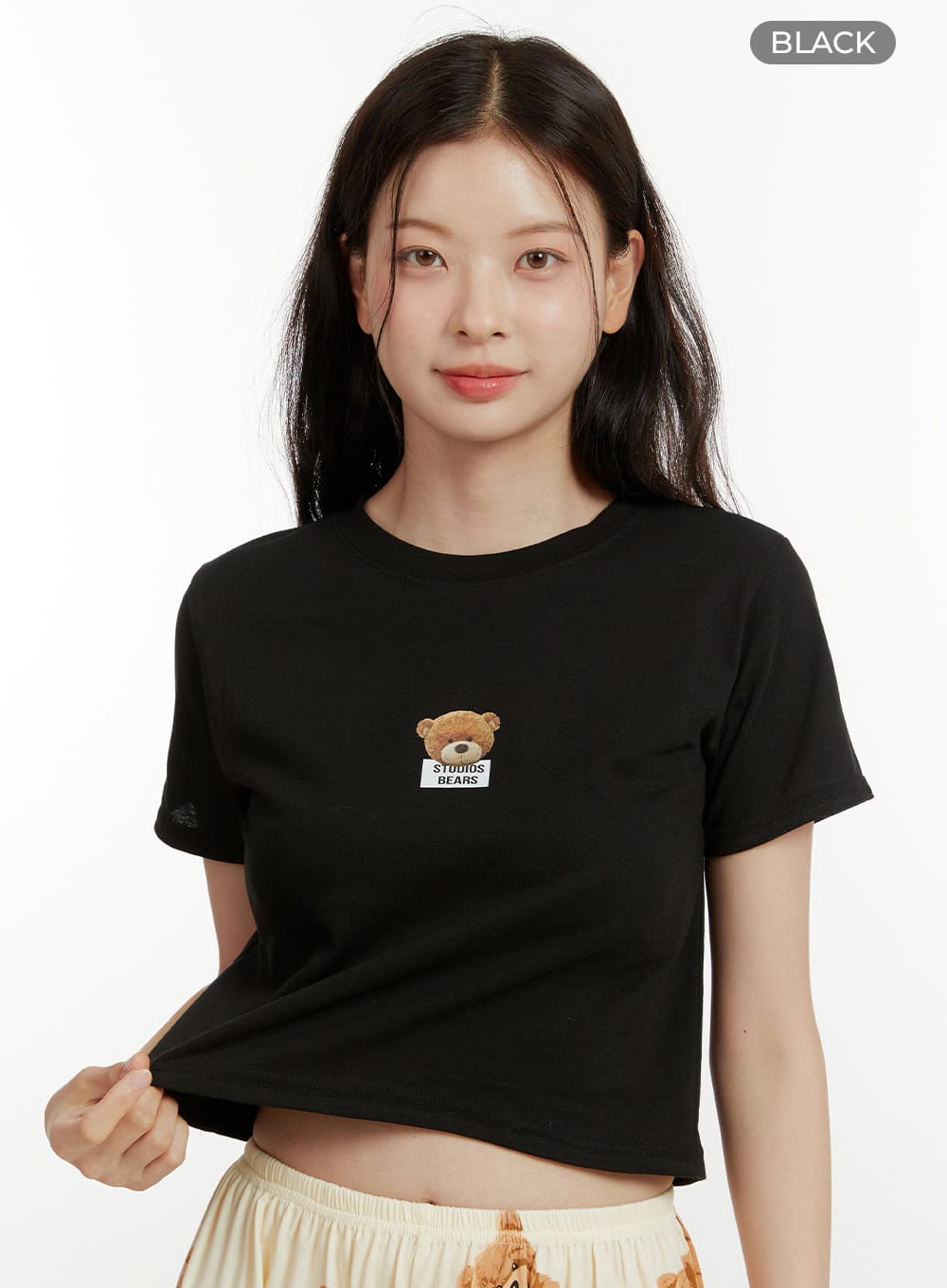 Teddy Print Crop Tee OU414