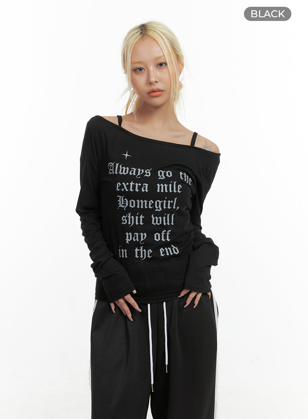 Chic Off Shoulder Letter Print Top  CO415