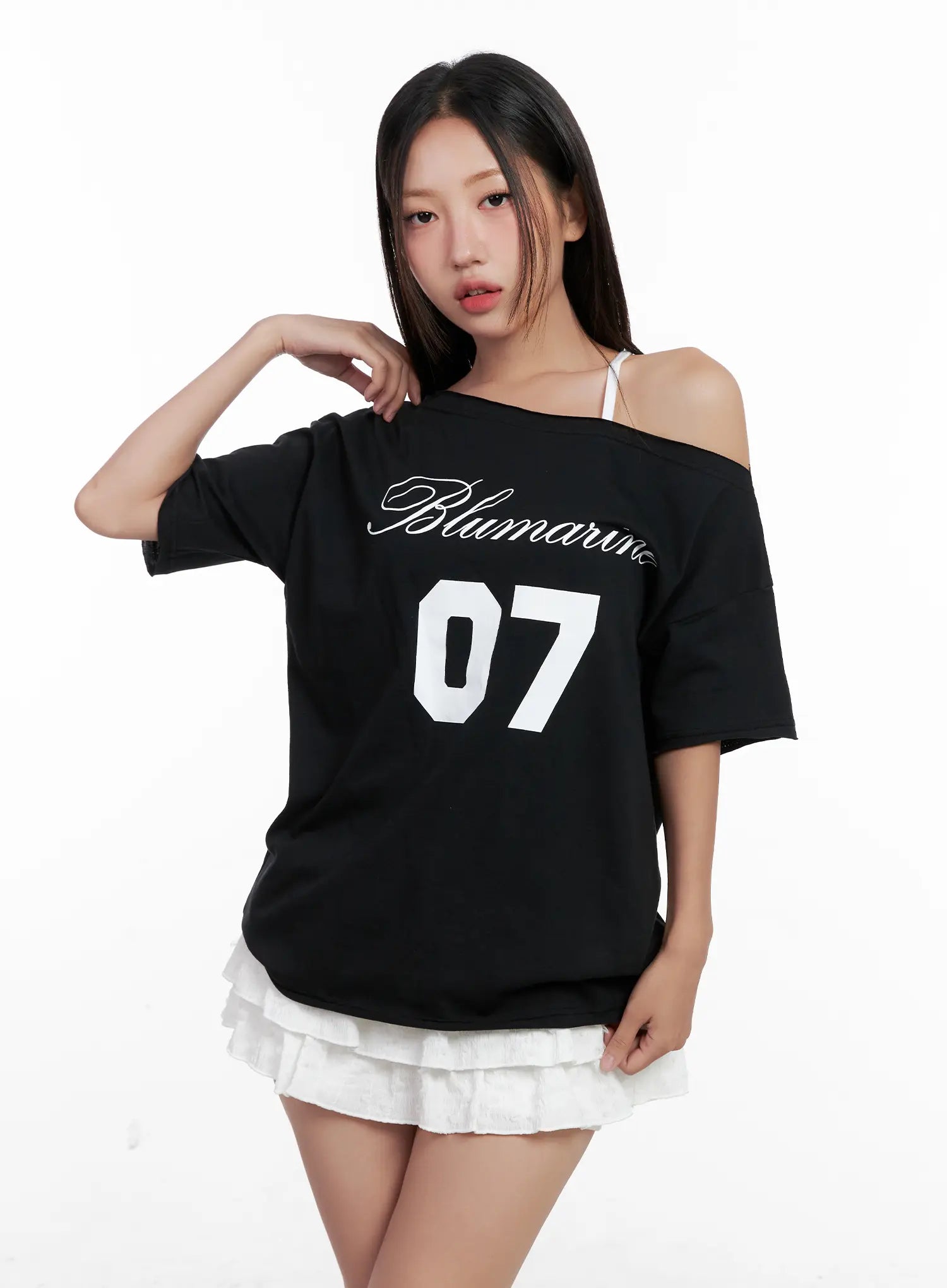 Casual Off-Shoulder Graphic Tee CL518
