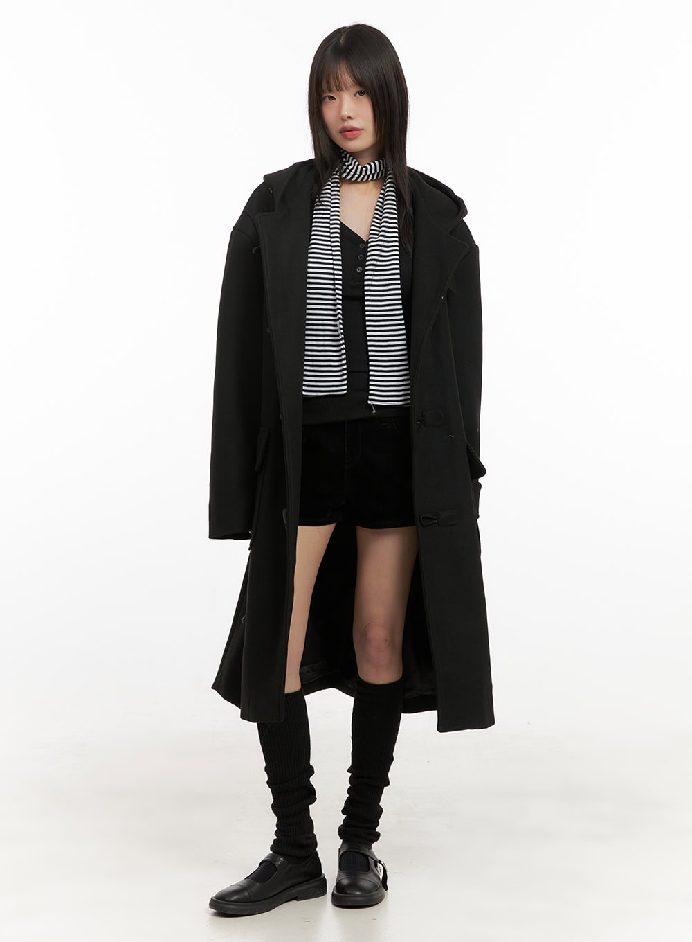 Oversized Wool-Blend Hooded Coat CD425