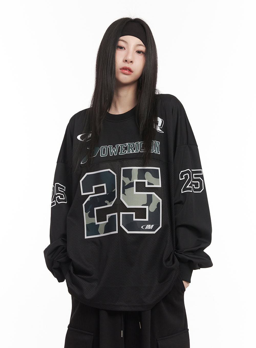 Camo Oversized Mesh Jersey Top CM518