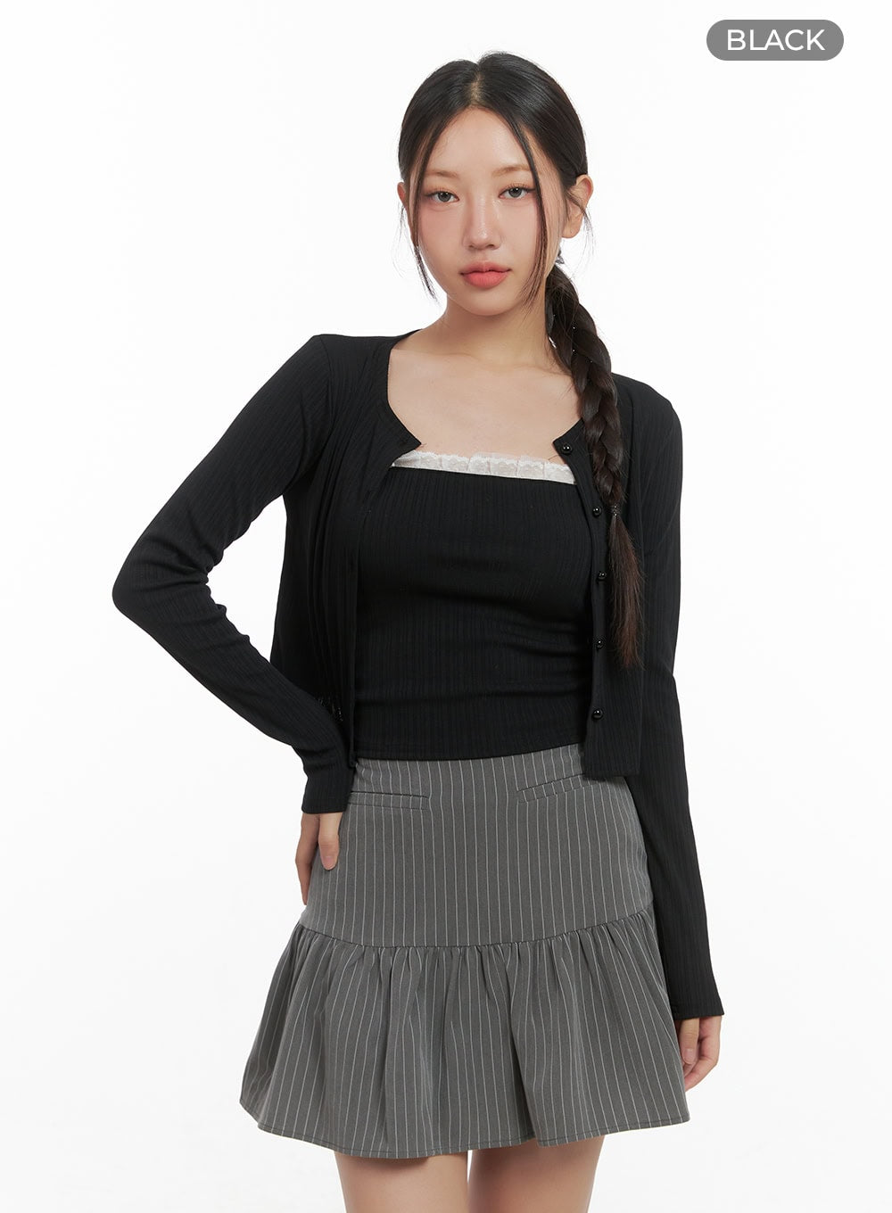 Elegant Lace Trim Crop Cardigan CO402