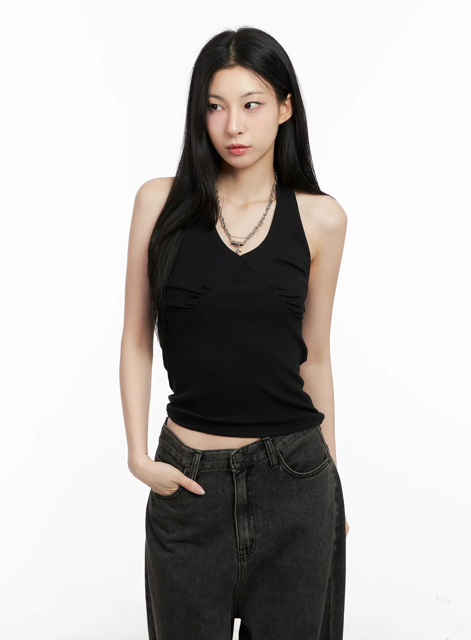 Ruched Halter Tank Top CG522