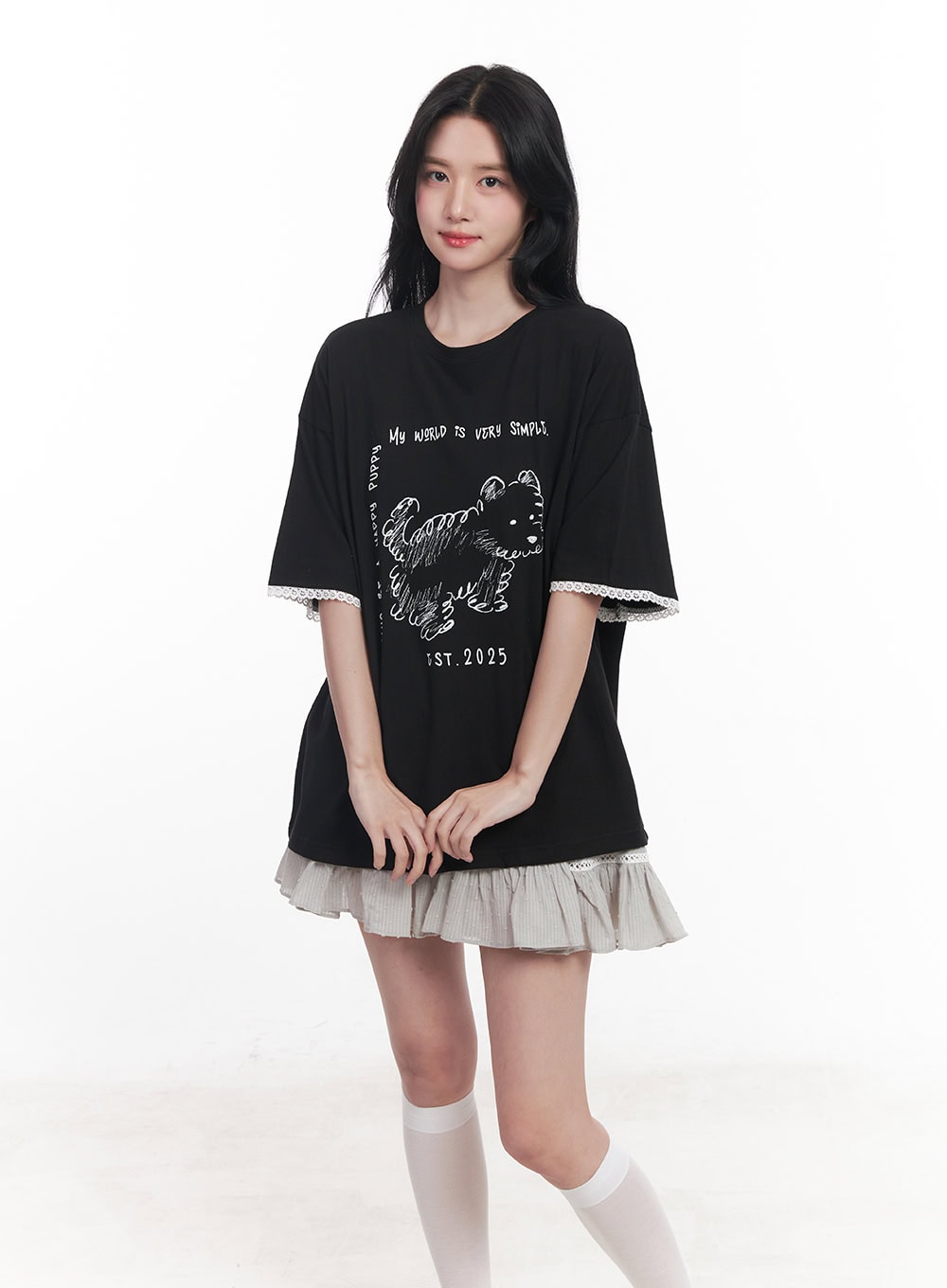 Lace Graphic Oversize T-Shirt CY526