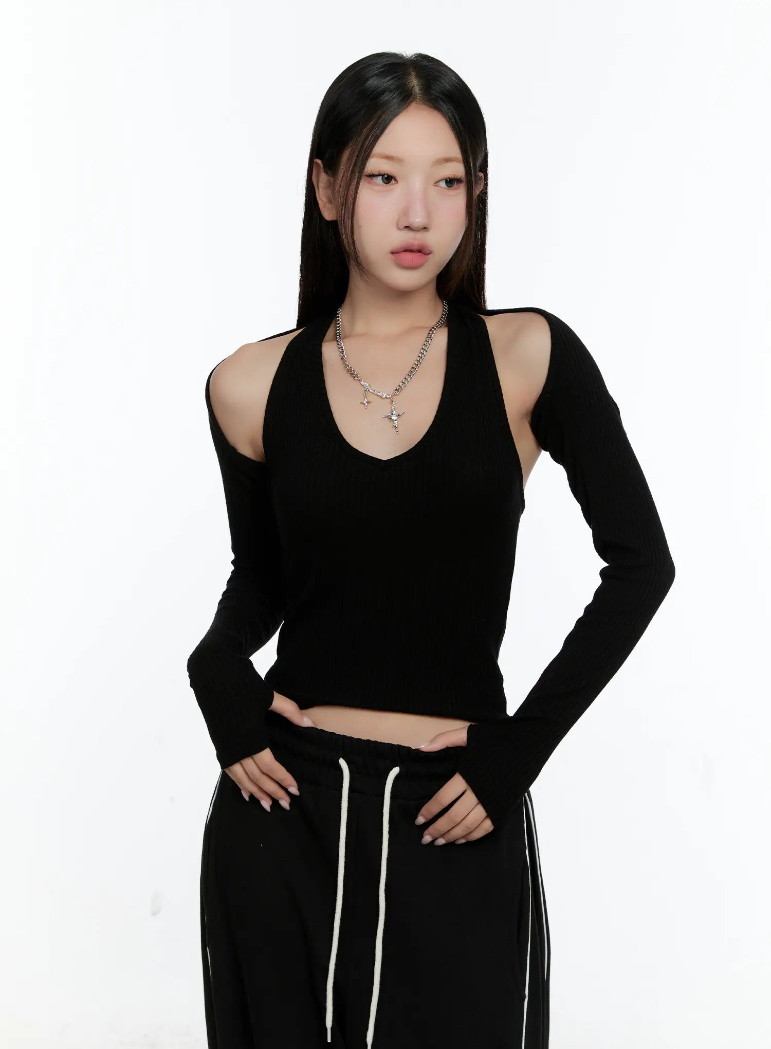 Ribbed Halter Top Bolero Set CS517