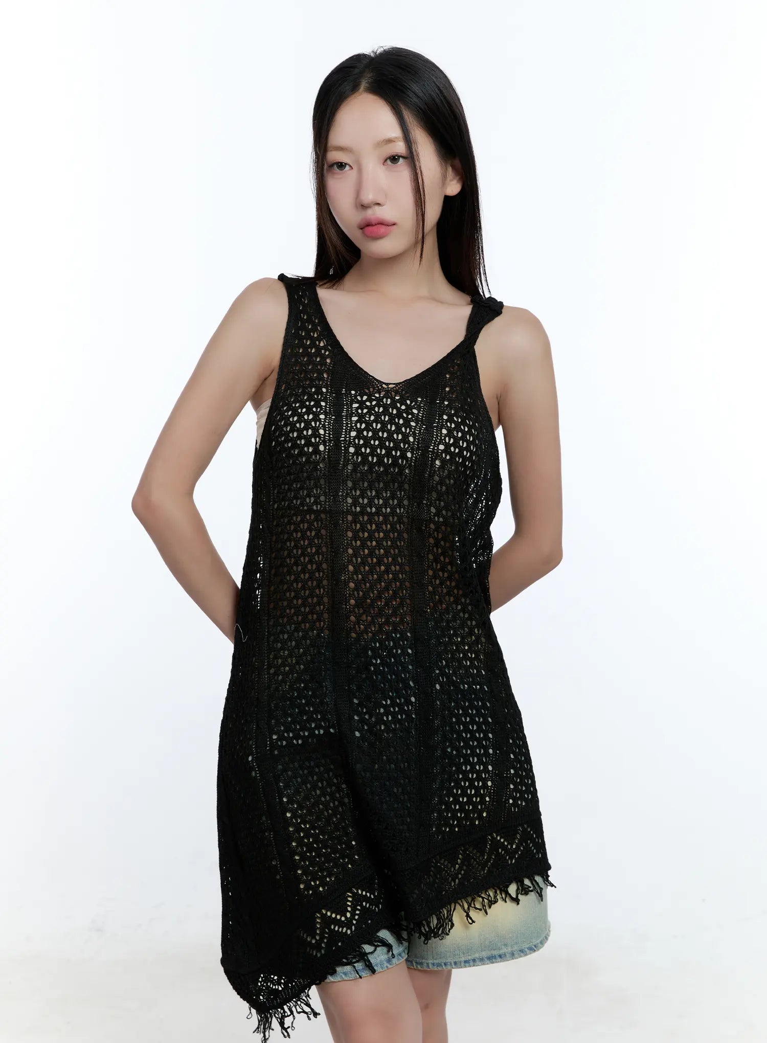 Tassel Asymmetric Midi Dress CU527