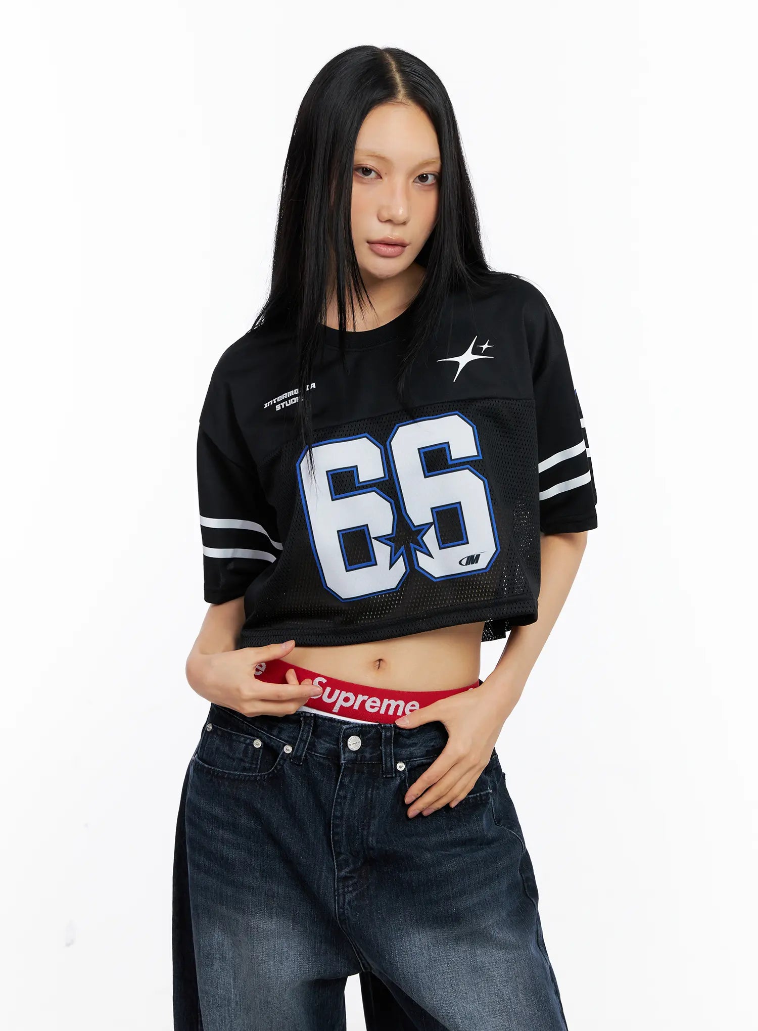 Graphic Mesh Cropped Jersey CL530