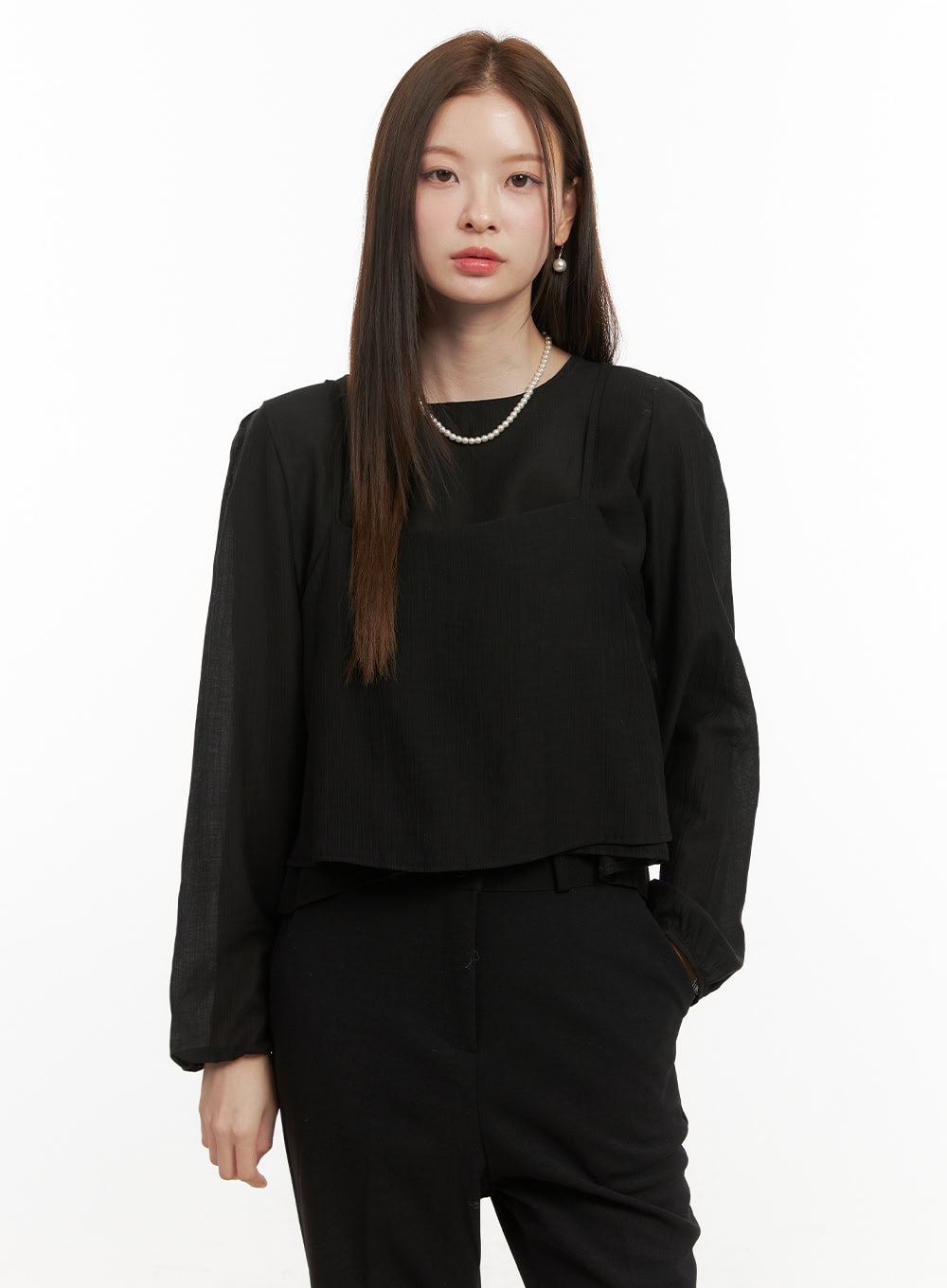 Round Neck Layered Blouse OD417