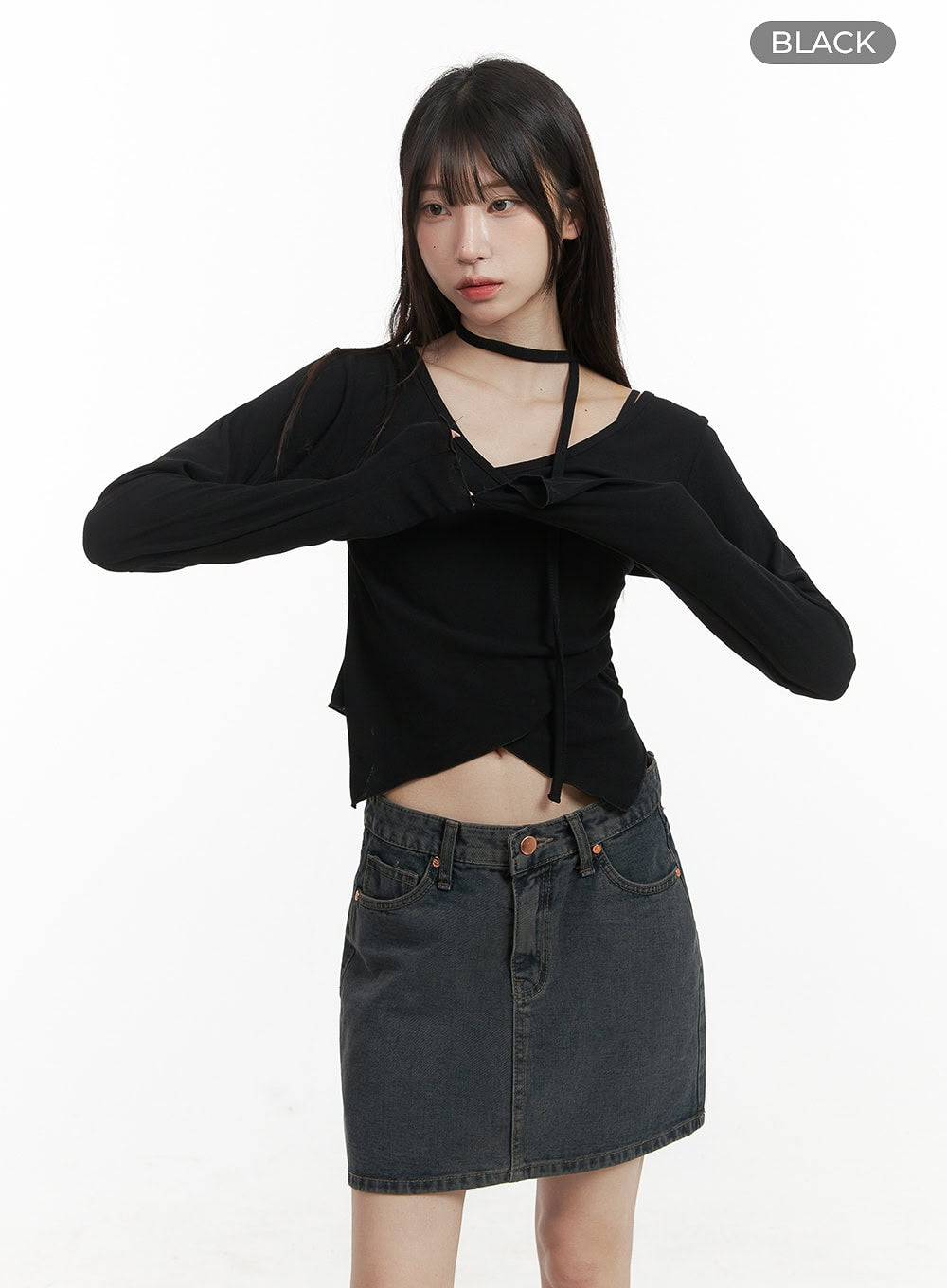 V-Neck Cross Wrap Long Sleeve CY407