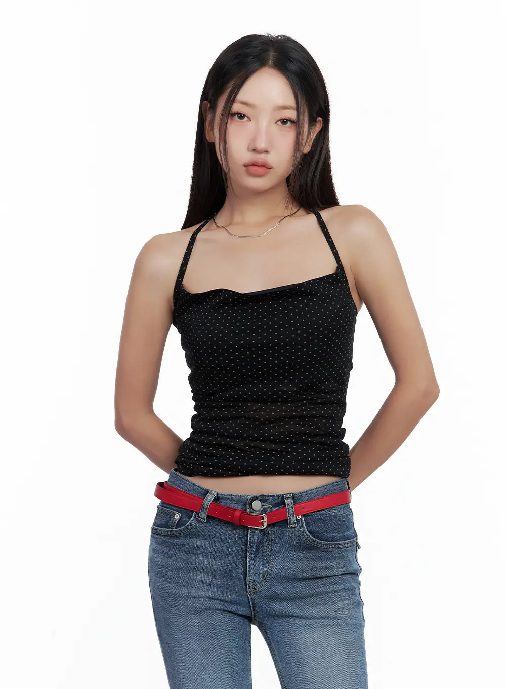 Polka Dot Square-Neck Halter Top CL508