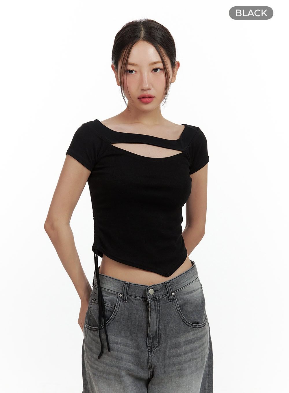 Cut Out Shirred Crop Tee CU420