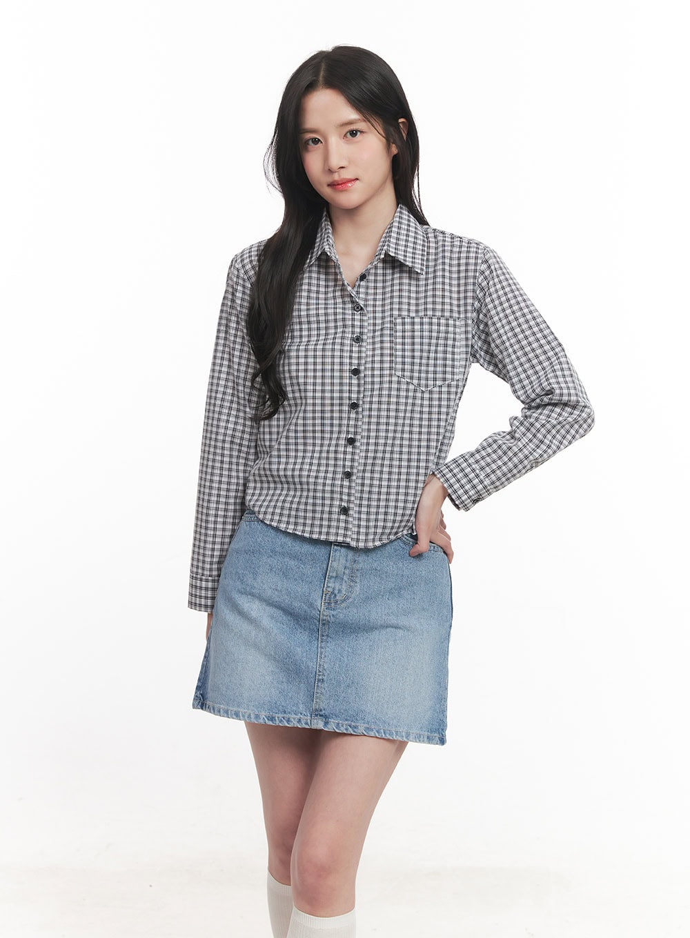Picnic Checkered Crop Collared Shirt CA511