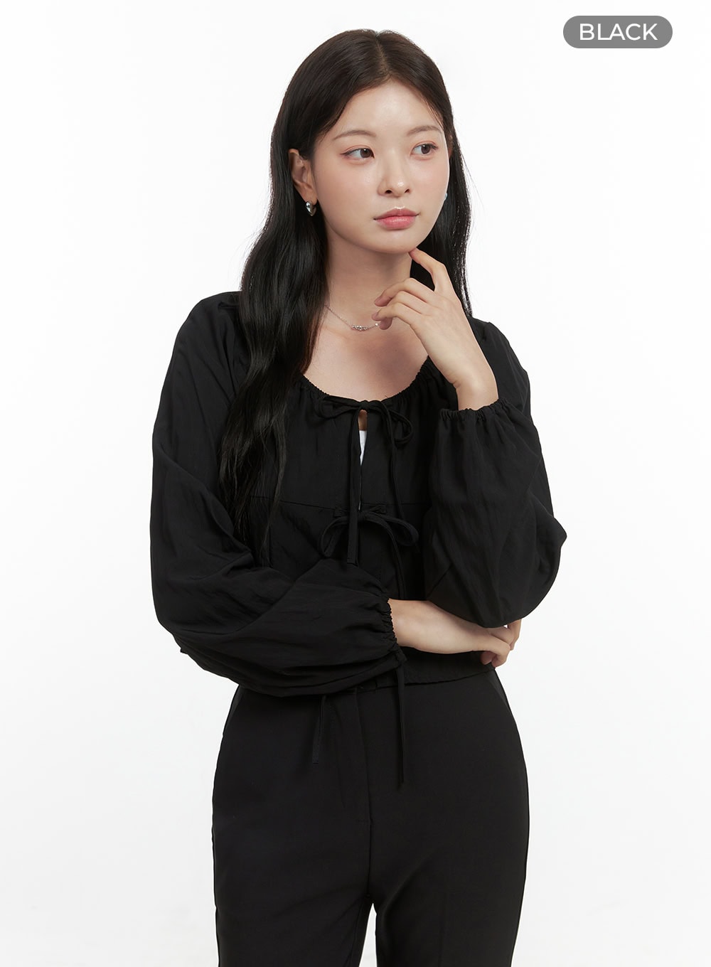 Ribbon Strap Ballon Blouse OS423