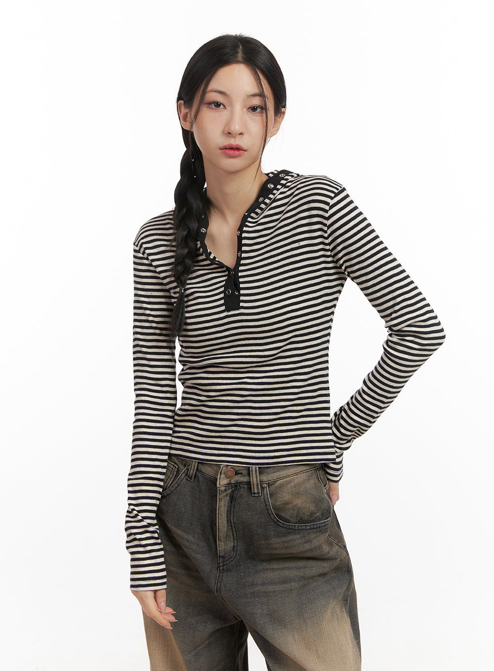 Stripe Hooded Crop Top CN428