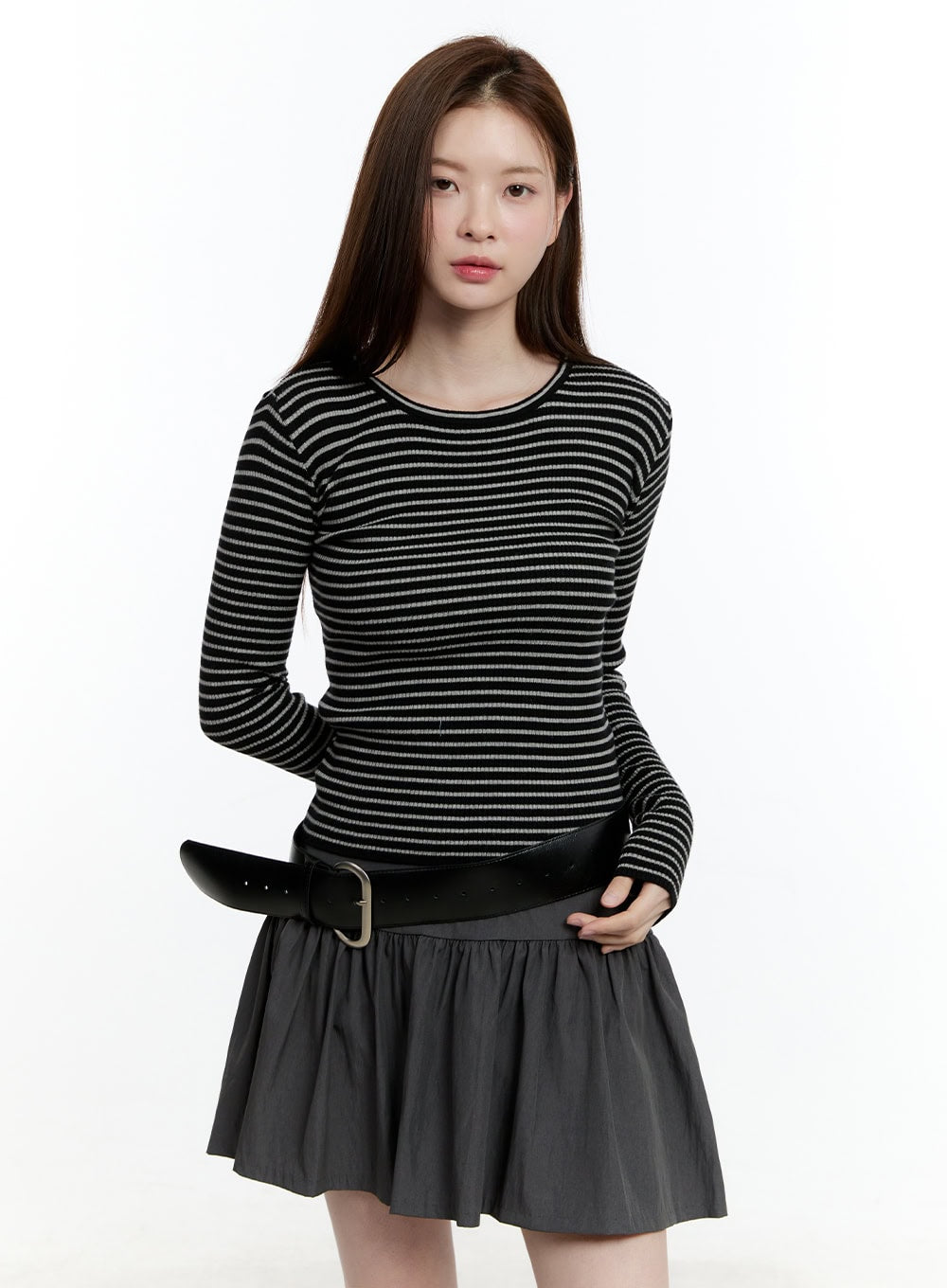 Striped Slim-Fit Long Sleeve Top CM521