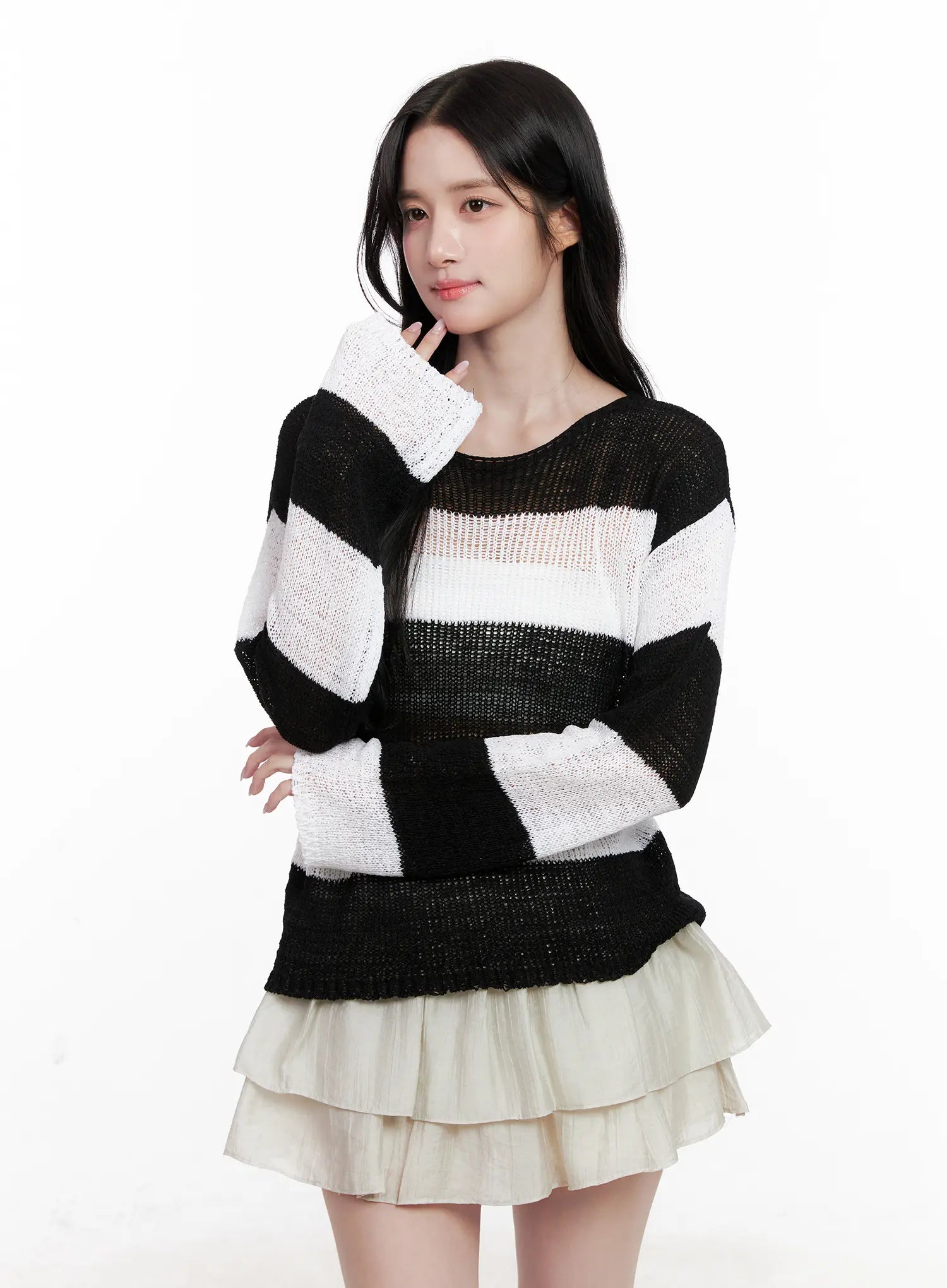 Relaxed-Fit Striped Knit Sweater CL515