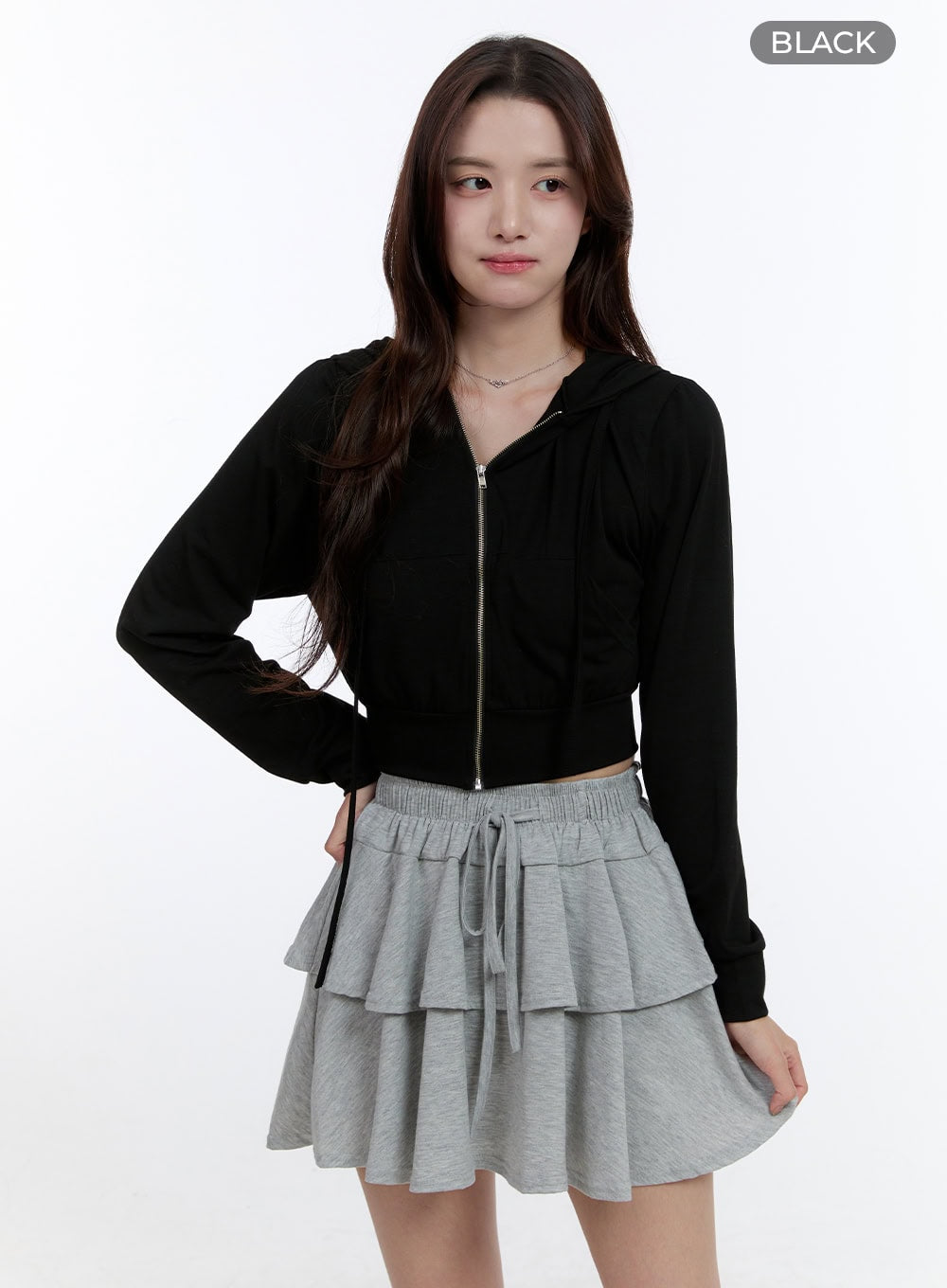 Cropped Zip-Up Hoodie OO407