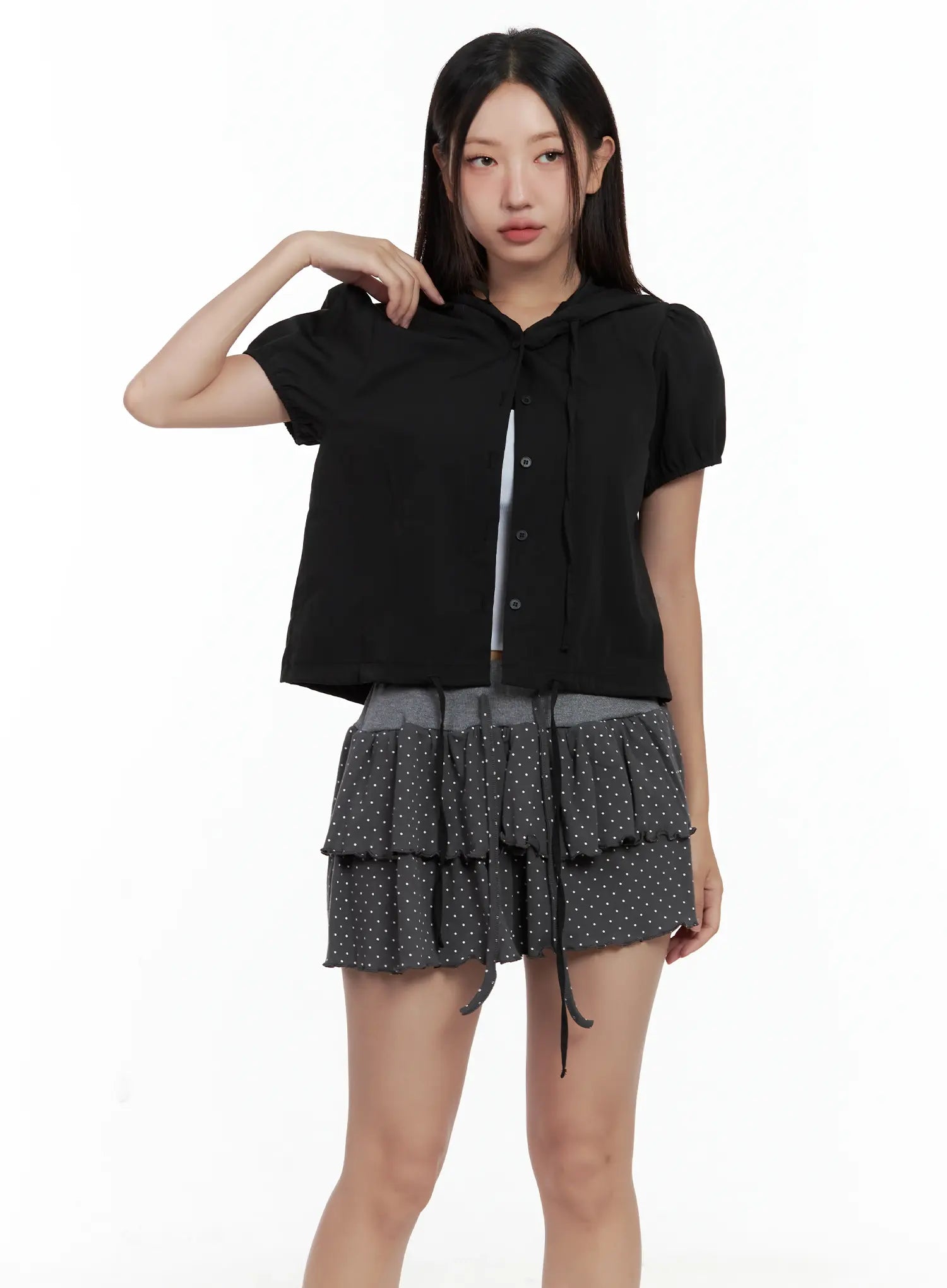 Casual Shirred Puff-Sleeve Jacket CL509