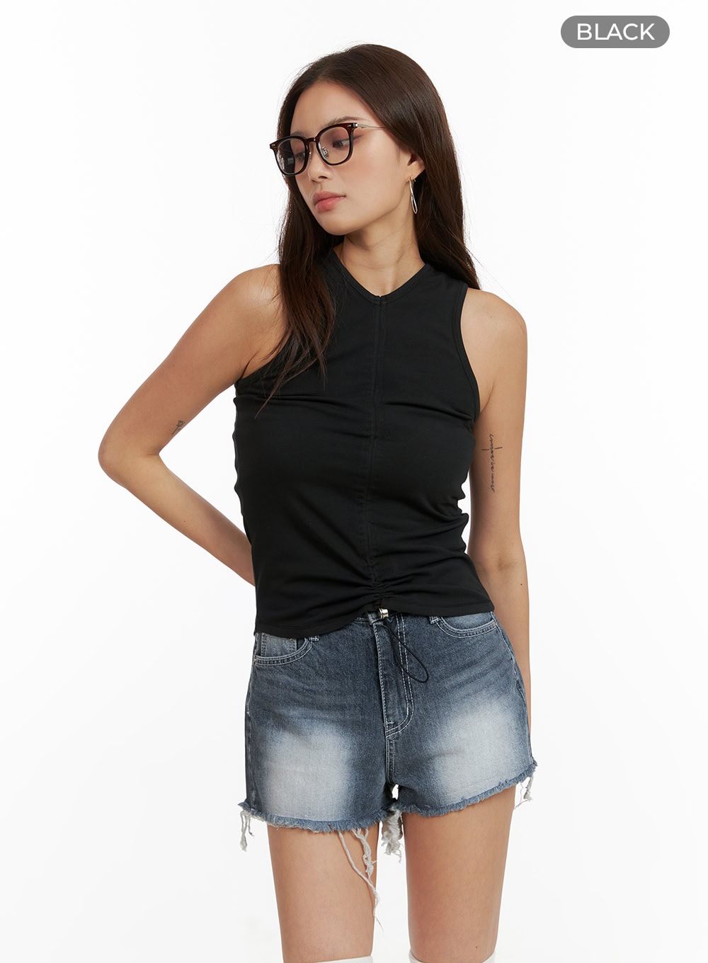 Shirred V-Neck Tank Top CY431
