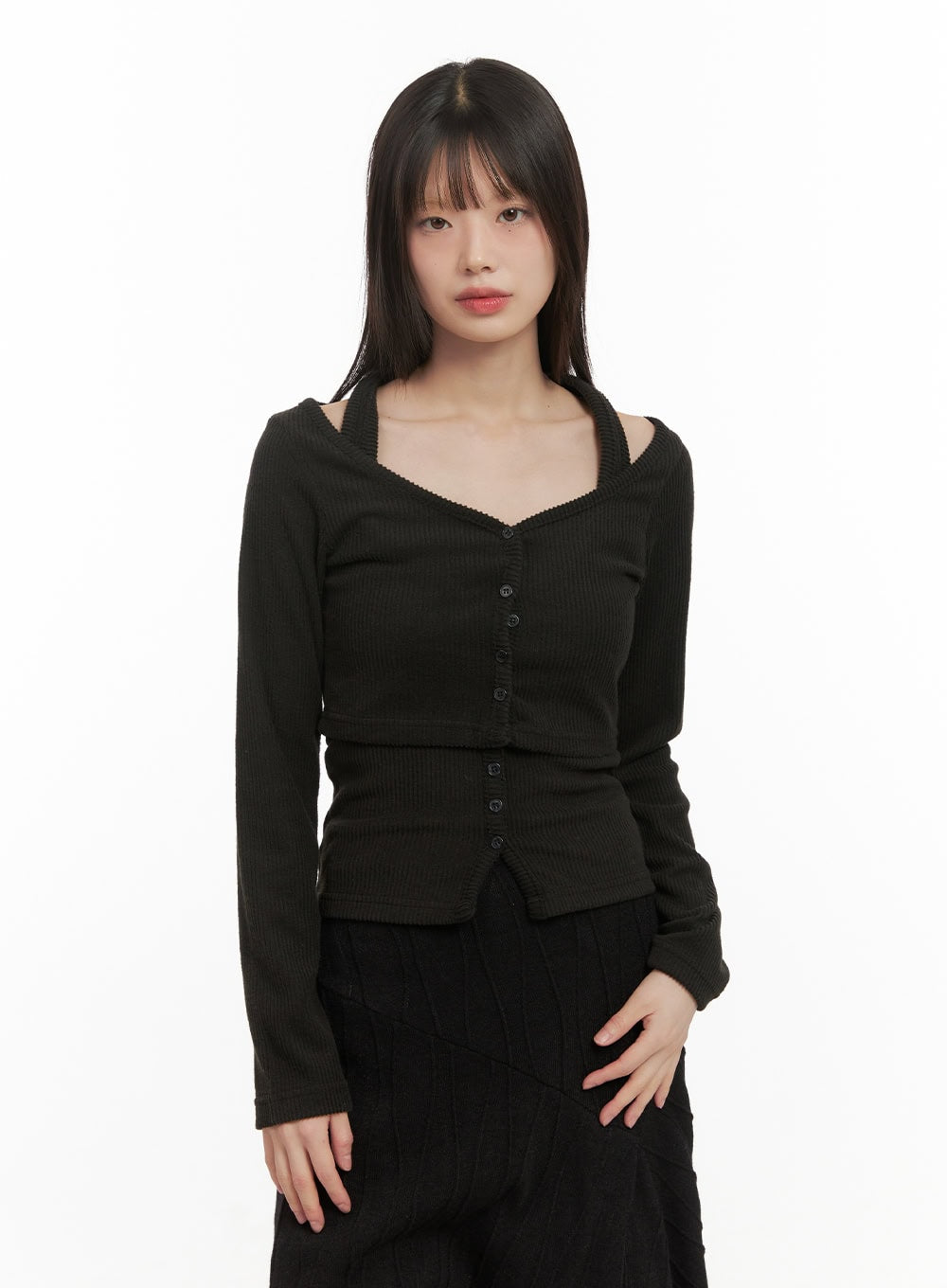 Halter Neck Buttoned Cardigan CD430