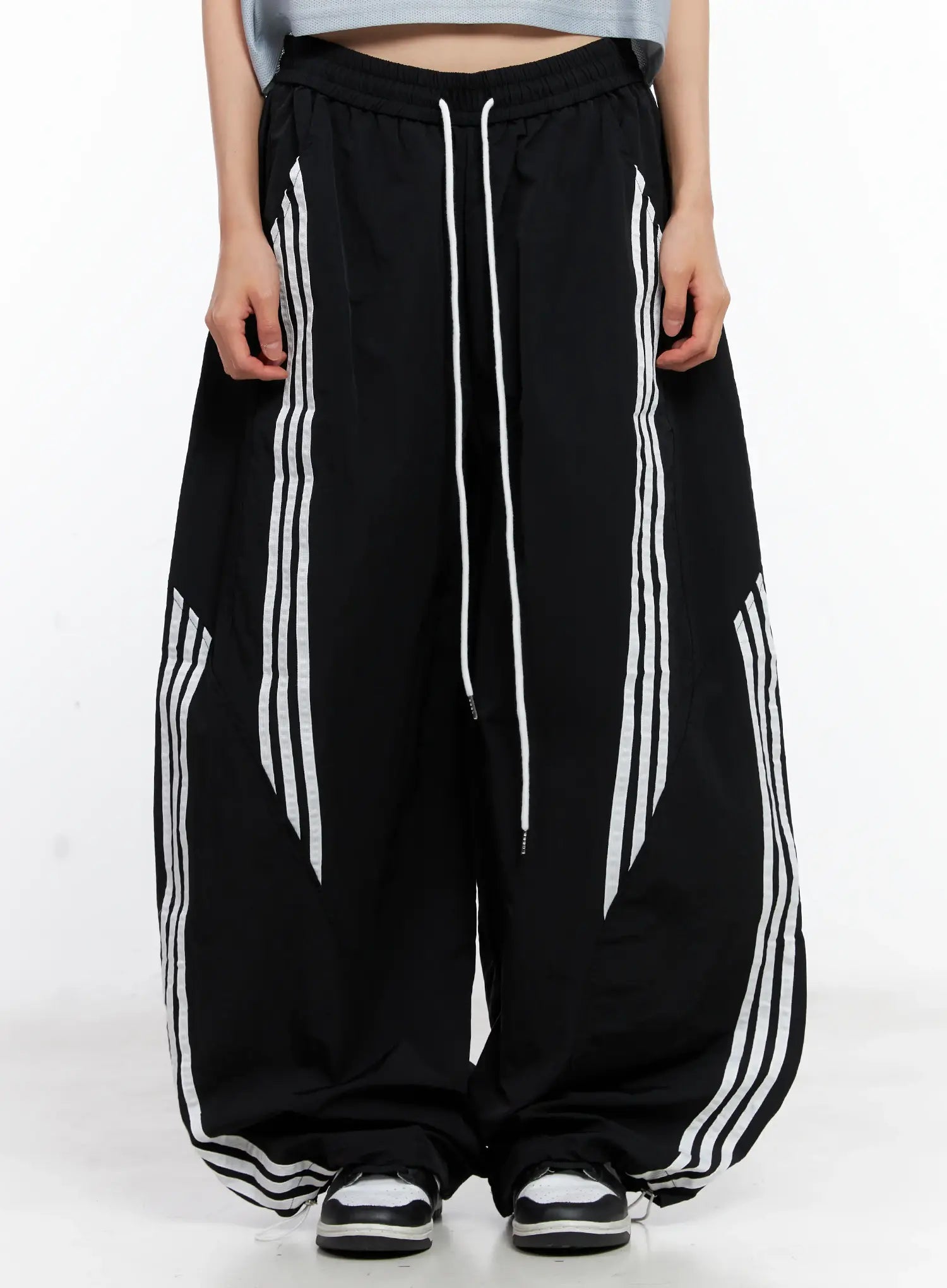 Wide-Leg Drawstring Track Pants CL529