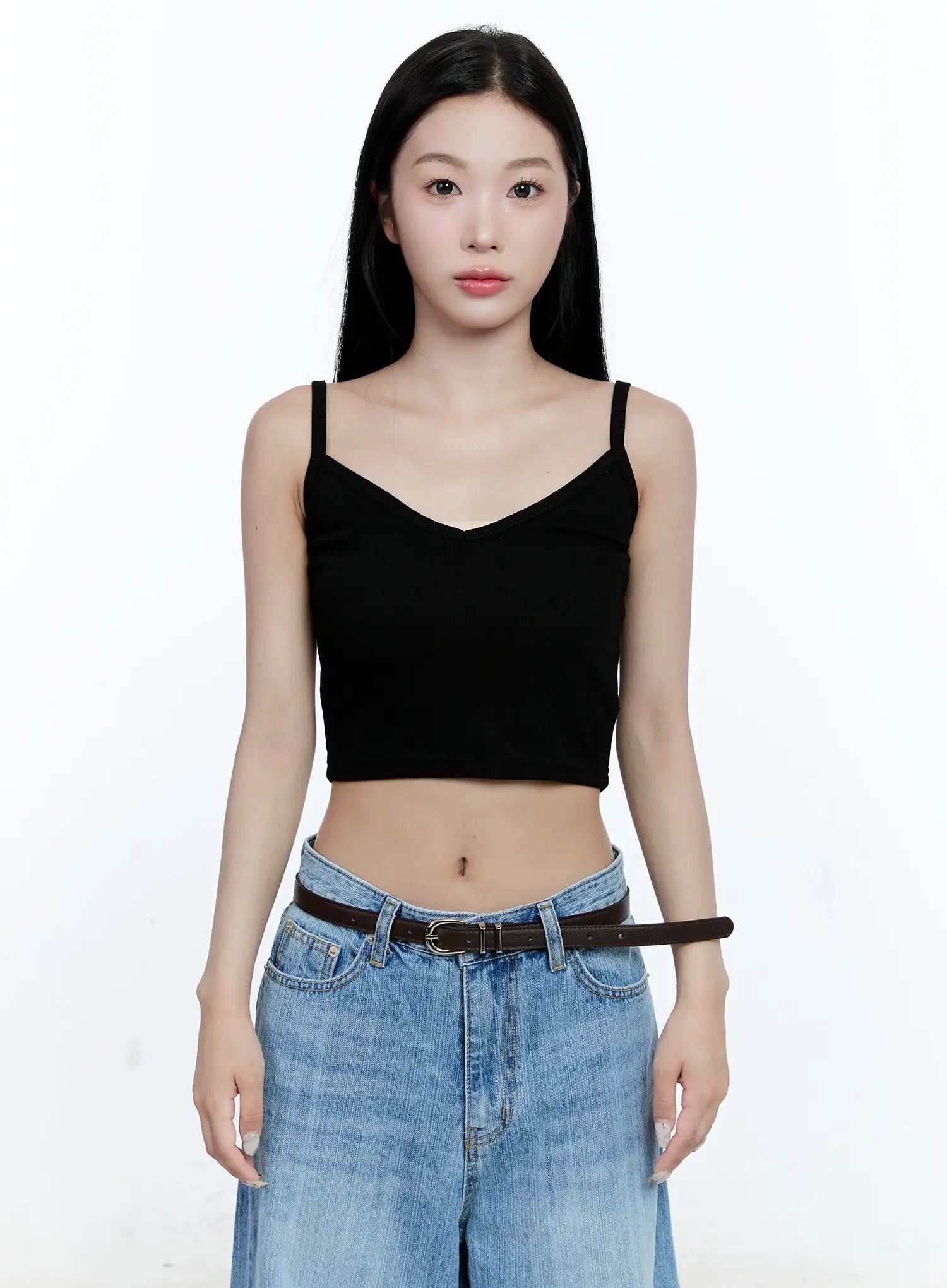 Ribbed V-Neck Cropped Tank CG513